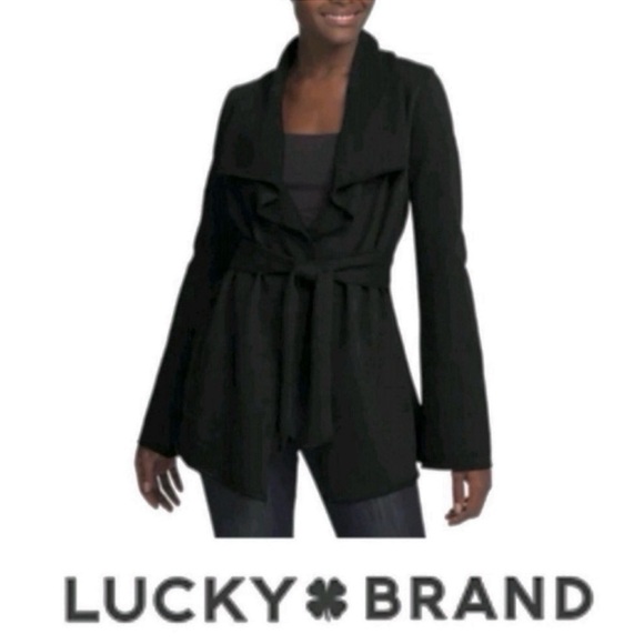 Lucky Brand Sweaters - Lucky Brand raw hem open front Terry knit belted cardigan sweatshirt